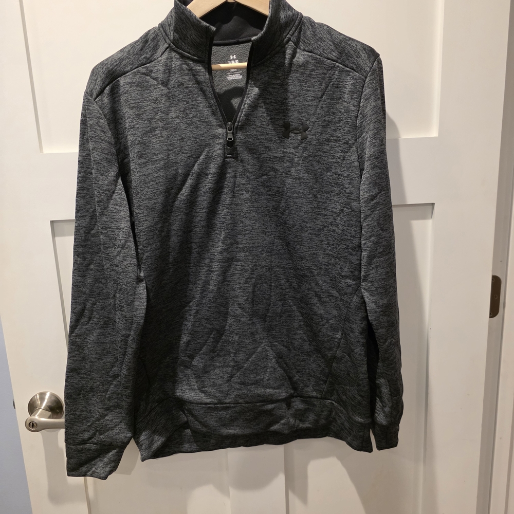 Under Armour Fleece Quarter Zip Long Sleeve Mens L Heathered Gray Loose